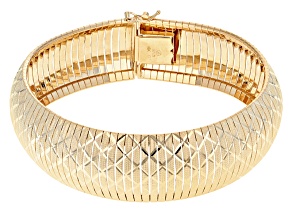 Pre-Owned 18k Yellow Gold Over Bronze Diamond Cut Flex Bangle 6.75 inch