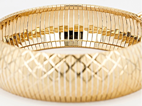 Pre-Owned 18k Yellow Gold Over Bronze Diamond Cut Flex Bangle 6.75 inch