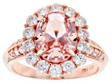 Pre-Owned Pink Morganite Simulant and White Cubic Zirconia 18k Rose Gold Over Silver Ring 4.60ctw