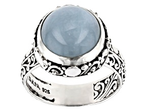 Pre-Owned Blue Aquamarine Silver Ring