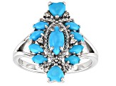 Pre-Owned Blue Sleeping Beauty turquoise rhodium over silver ring .05ctw