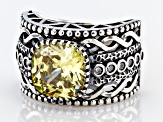 Pre-Owned Yellow And White Cubic Zirconia Rhodium Over Sterling Silver Ring 6.63ctw