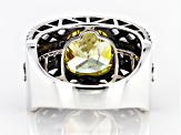 Pre-Owned Yellow And White Cubic Zirconia Rhodium Over Sterling Silver Ring 6.63ctw