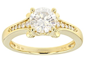 Pre-Owned Moissanite 14k Yellow Gold Over Silver Ring 1.32 ctw DEW.