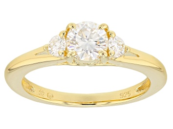 Picture of Pre-Owned Moissanite 14k Yellow Gold Over Silver Ring .80ctw D.E.W