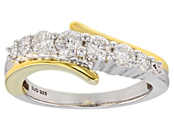 Picture of Pre-Owned Moissanite Platineve And 14k Yellow Gold Over Platineve Ring .76ctw D.E.W