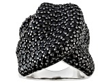Pre-Owned Black Spinel Sterling Silver Ring 6.70ctw