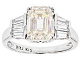 Pre-Owned Strontium Titanate And White Zircon Rhodium Over Silver Ring 4.27ctw