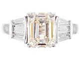 Pre-Owned Strontium Titanate And White Zircon Rhodium Over Silver Ring 4.27ctw