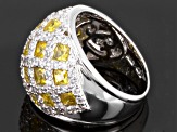 Pre-Owned Yellow And White Cubic Zirconia Sterling Silver Ring 7.60ctw