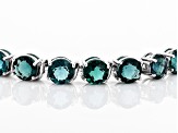 Pre-Owned Teal Fluorite Rhodium Over Sterling Silver Tennis Bracelet 35.19ctw