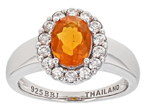 Pre-Owned Orange Mexican Fire Opal Sterling Silver Ring 1.38ctw