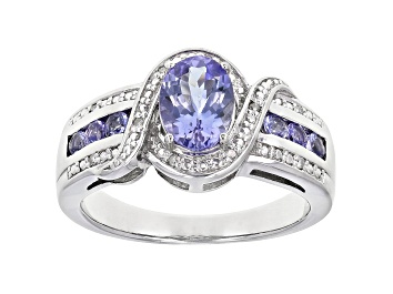Picture of Pre-Owned Blue Tanzanite Rhodium Over Silver Ring 1.02ctw