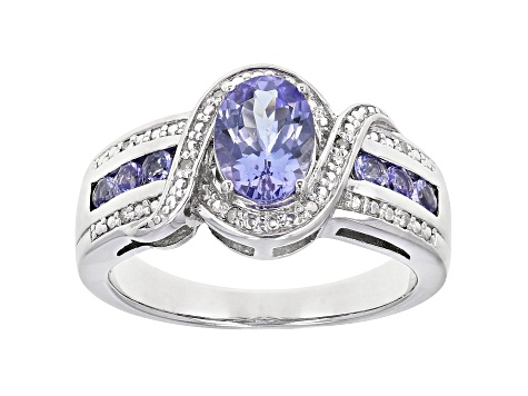 Pre-Owned Blue Tanzanite Rhodium Over Silver Ring 1.02ctw