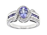 Pre-Owned Blue Tanzanite Rhodium Over Silver Ring 1.02ctw