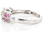 Pre-Owned Moissanite Fire® 1.20ct DEW And .63ctw Pink Sapphire Platineve™ Ring