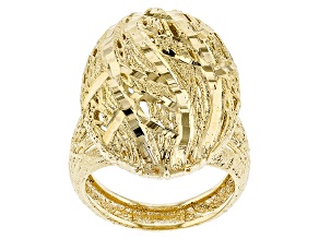 Pre-Owned 18k Yellow Gold Over Bronze Lattice Oval Ring