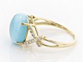 Pre-Owned Blue Larimar 10k Yellow Gold Ring .19ctw