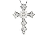 Pre-Owned Moissanite Platineve Cross Pendant With Chain 1.30ctw D.E.W