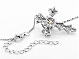 Pre-Owned Moissanite Platineve Cross Pendant With Chain 1.30ctw D.E.W