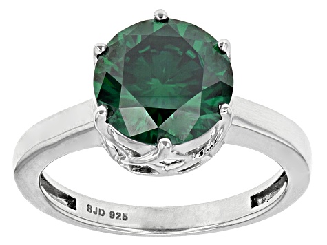 Pre-Owned Green Moissanite Platineve™ Ring 3.10ctw DEW