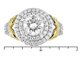 Pre-Owned Moissanite Fire® 2.13ctw DEW Round Platineve™ And 14k Yellow Gold Over Platineve Ring