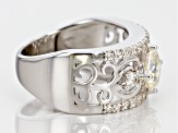 Pre-Owned White Strontium Titanate And White Zircon Rhodium Over Sterling Silver Ring 2.14c