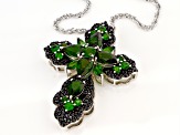 Pre-Owned Green chrome diopside rhodium over sterling silver pendant with chain 11ctw