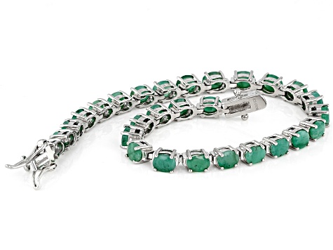 emerald tennis bracelet silver 50ctw sterling jtv owned pre rhodium list