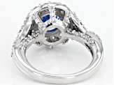 Pre-Owned Arctic Blue & White Cubic Zirconia Rhodium Over Sterling Silver Center Design Ring 5