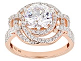 Pre-Owned White Cubic Zirconia 18K Rose Gold Over Sterling Silver Ring 4.13ctw
