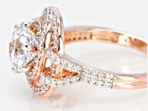 Pre-Owned White Cubic Zirconia 18K Rose Gold Over Sterling Silver Ring 4.13ctw
