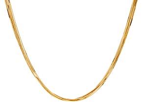 Pre-Owned 18k Yellow Gold Over Bronze Multi-Strand Square Snake 24 inch Necklace