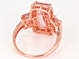 Pre-Owned Peach Nanocrystal & White Cubic Zirconia 18K Rose Gold Over Silver Center Design Ring