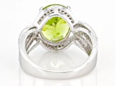 Pre-Owned Green Peridot Rhodium Over Sterling Silver Ring 5.07ctw