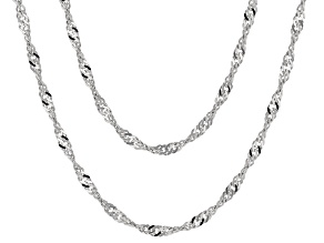 Pre-Owned Rhodium Over Bronze Singapore Chain Necklace Set Of Two