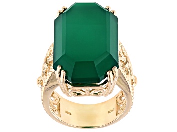 Picture of Pre-Owned Green onyx 18k yellow gold over sterling silver ring
