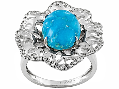 Pre-Owned Turquoise Sterling Silver Over Brass Ring .59ctw
