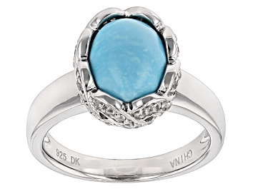 Picture of Pre-Owned Blue Turquoise Sterling Silver Ring .24ctw