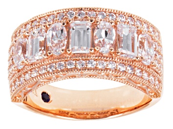 Picture of Pre-Owned White Cubic Zirconia 18k Rose Gold Over Silver Band Ring 3.47ctw