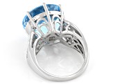 Pre-Owned Sky blue topaz rhodium over sterling silver ring 17.21ctw