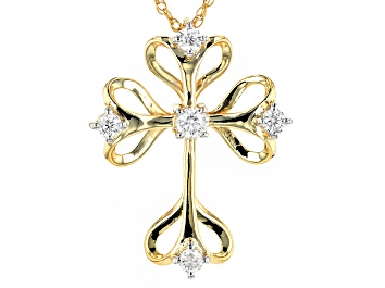Picture of Pre-Owned Moissanite 14k Yellow Gold Over Silver Pendant .37ctw DEW.