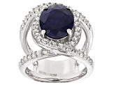 Pre-Owned Blue Sapphire Sterling Silver Ring 4.26ctw
