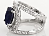 Pre-Owned Blue Sapphire Sterling Silver Ring 4.26ctw