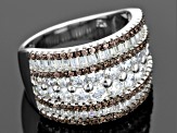 Pre-Owned Brown And White Cubic Zirconia Rhodium Over Sterling Silver Ring 4.32ctw