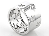 Pre-Owned White Cubic Zirconia Rhodium Over Sterling Silver Star Band Ring 0.54ctw