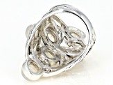 Pre-Owned White rainbow moonstone rhodium over silver ring