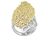 Pre-Owned White Cubic Zirconia 18k Yellow And Sterling Silver Ring 5.64ctw