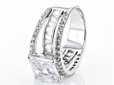 Pre-Owned White Cubic Zirconia Rhodium Over Sterling Silver Ring 10.81ctw