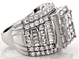 Pre-Owned Cubic Zirconia Rhodium Over Sterling Silver Ring 6.74ctw (4.60ctw DEW)